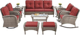 10-Piece Patio Furniture Set-Patio Rocking Chairs Set of 4 Outdoor Rattan Sofa Sets with Coffee Table Outdoor Patio - Photo 2