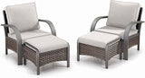 Belord 4 Pieces Wicker Patio Furniture Set Outdoor Patio Chairs with Ottomans All Weather Rattan Outdoor High Back Deep - Photo 1