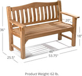 Ash & Ember Hawthorne Grade A Teak 53" Bench, Seats 2 People Comfortably - Photo 9