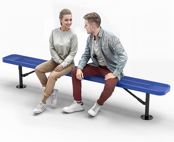Heavy-Duty Outdoor Metal Bench, Thermoplastic-Coated, Surface, Weatherproof, Commercial-Grade for Parks, Gardens, Patios - Photo 1