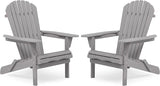 Wooden Folding Adirondack Chair Set of 2, Wood Lounge Patio Chair for Garden Outdoor - Photo 1