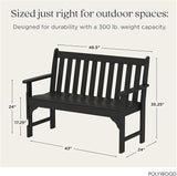 POLYWOOD GNB48BL Vineyard 48" Bench, Black - Photo 3