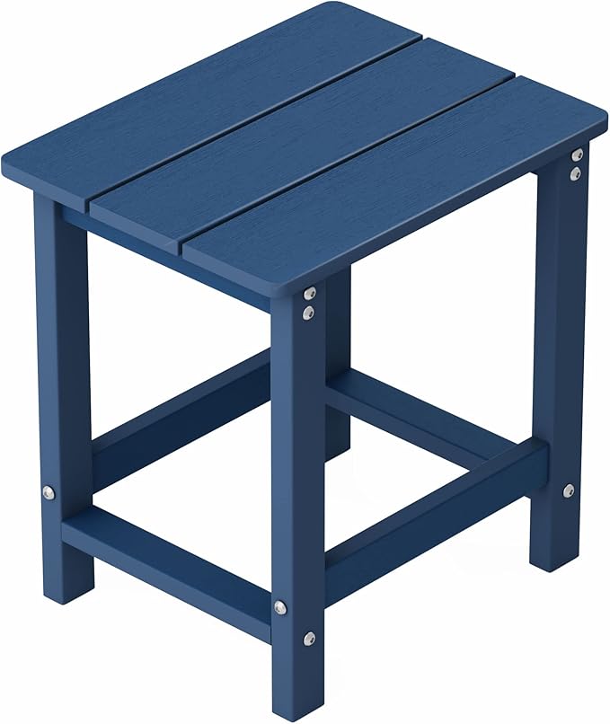 MXIMU Outdoor Side Table for Patio: 16" HIPS Weatherproof Adirondack Table - Small End Tables for Outside Porch Deck Pool Balcony Backyard - Easy Assembly No Maintenance Navy Blue