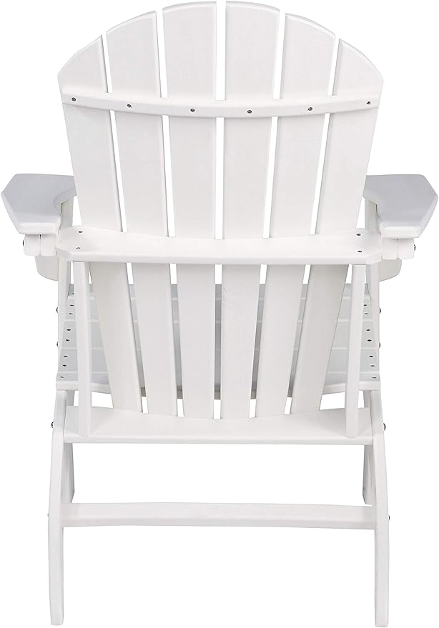 Benjara BM209700 Contemporary Plastic Adirondack Chair with Slatted Back, White