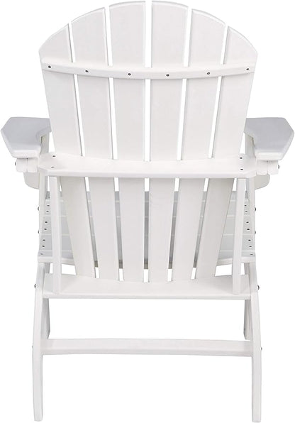 Benjara BM209700 Contemporary Plastic Adirondack Chair with Slatted Back, White