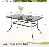 Outdoor Patio Dining Table for 6, 60" x 35" Rectangular Metal Patio Dining Table with Umbrella Hole for Garden - Photo 3