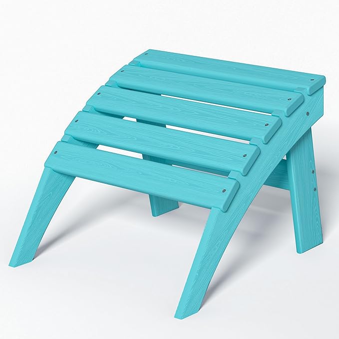 Plawdlik Folding Ottoman for Adirondack Chair–HDPE All-Weather Footrest for Outdoor Use, Garden & Poolside– Anti-Cracking, Fade-Resistant, Easy Assembly–Aruba