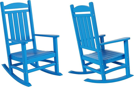 WO WESTIN OUTDOOR HDPE Laguna Classic Porch Rocking Chair (Set of 2), Pacific Blue