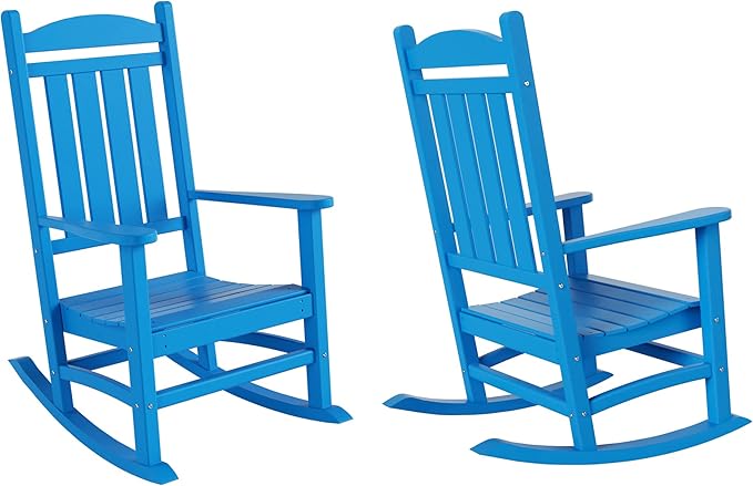 WO WESTIN OUTDOOR HDPE Laguna Classic Porch Rocking Chair (Set of 2), Pacific Blue