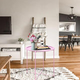 Garden 4 you End Table 2 PCS Metal Side Table Pink Round Folding Tray Cyan Sofa Small Accent Fold-able Table - Photo 4