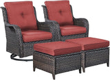 Rilyson Wicker Patio Furniture Set - 4 Piece Rattan Outdoor Sectional Conversation Sets with 2 Swivel Rocking Chairs - Photo 1