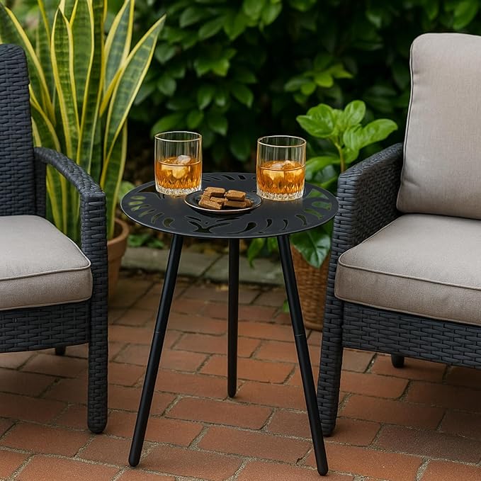 1 Pack Extra-Large Metal Outdoor Side Tables 18 Inches Outside End Table for Patio Round Accent Garden Corner Table for - Photo 8