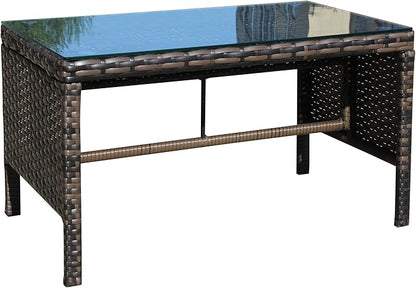 Clear Tempered Glass Outdoor Coffee Table for Patio Furniture Sets Durable and Low Maintenance Design