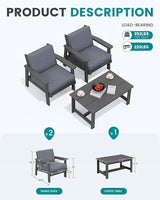 SERWALL HDPE Outdoor Couch, Grey Frame and Grey Cushion - Photo 2