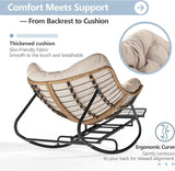 SWITTE Outdoor Papasan Rocking Chair with Adjustable Footrest, Oversized Wicker Zero-Gravity Chair with Cushion - Photo 6