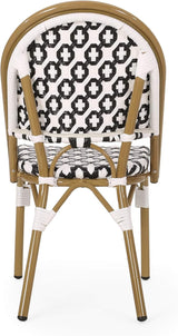 Christopher Knight Home Anastasia Outdoor French Bistro Chair (Set of 2), Black + White + Bamboo Print Finish - Photo 8