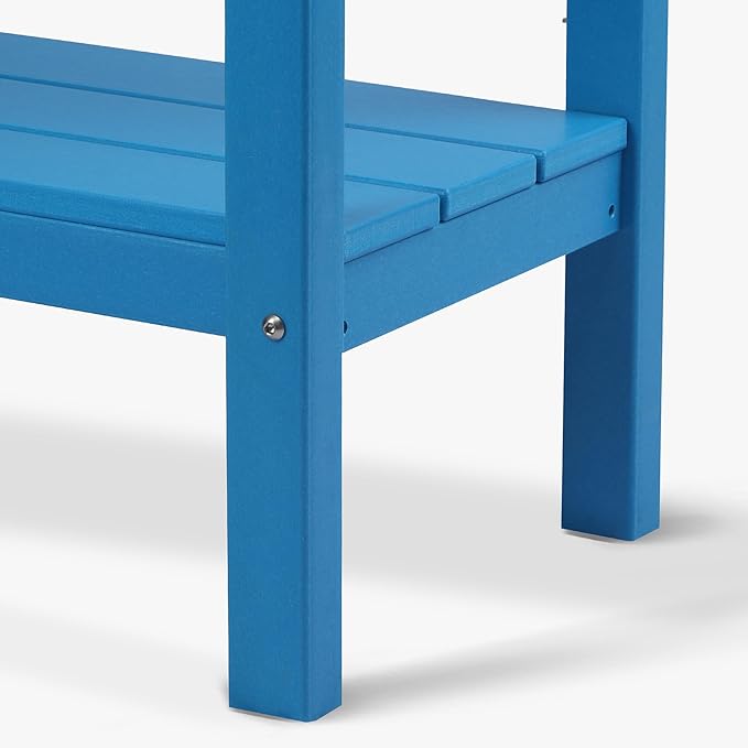 WestinTrends Malibu 55" Outdoor Patio HDPE Adirondack 2-Tier Shelf Console Table, Pacific Blue