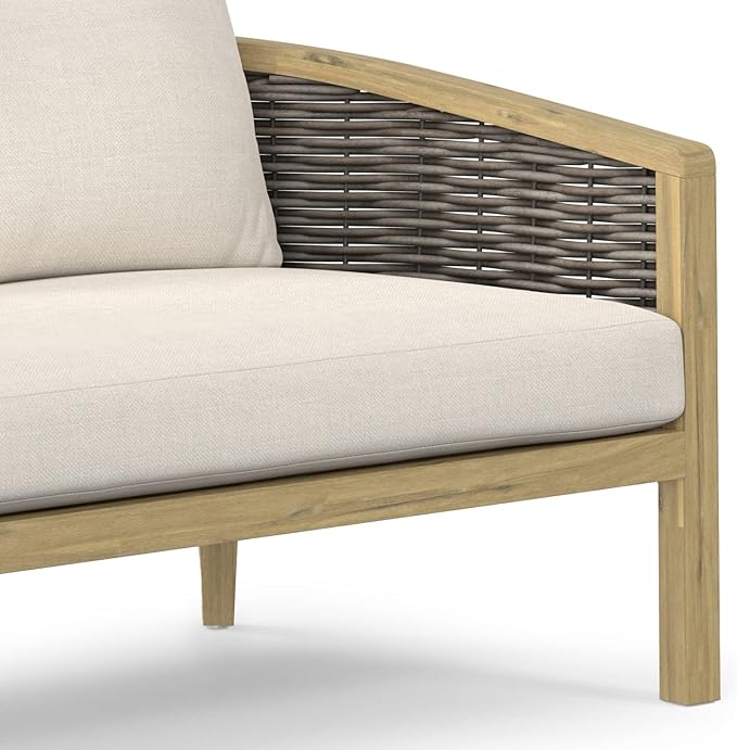 SIMPLIHOME Parkside SOLID ACACIA WOOD 70 inch Wide Rectangle Contemporary 4 Piece Outdoor Conversation Set in Natural - Photo 7