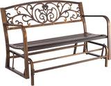 VEVOR Outdoor Bench, 50 inch, Carbon Steel Metal Frame with Cast Iron Backrest and Round Edge Armrests - Photo 1