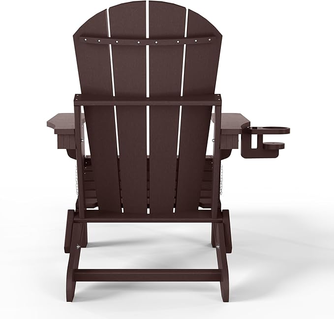 WestinTrends Malibu Folding Adjustable Adirondack Chair with Retractable Ottoman and Cup Holder, Dark Brown
