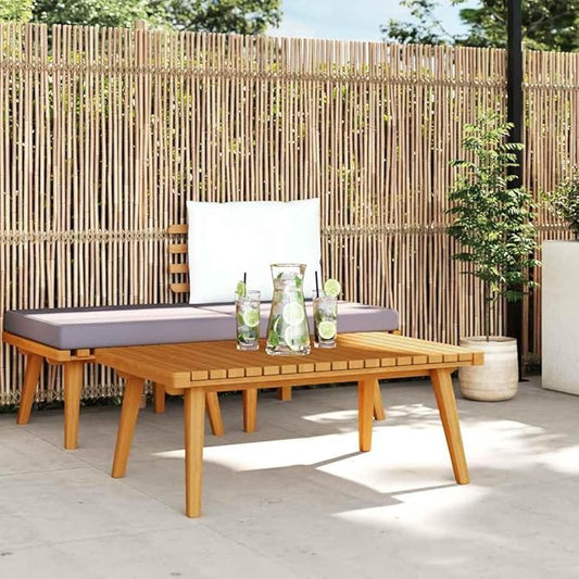 Golden Brown Solid Acacia Wood Garden Coffee Table with Slatted Top for Patio Balcony Indoor Outdoor Furniture Durable Modern Design