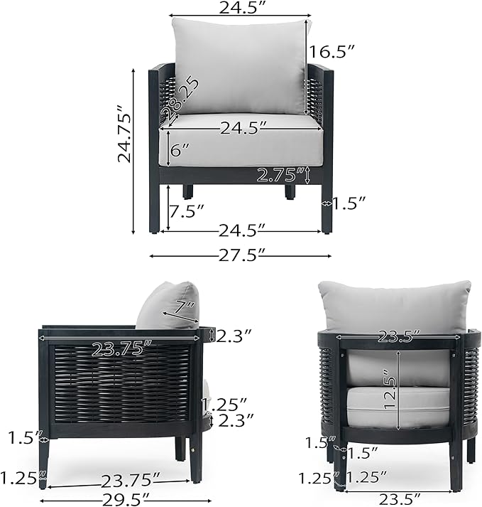 Merax Single Outdoor Acacia Wood Wicker Club Chair with Cushion,Patio Furniture Conversation Seat for Garden