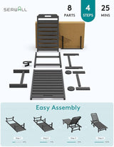 SERWALL Outdoor Chaise Lounge Set of 4, Patio Lounge Chairs with 5 Positions Adjustable Reclining Backrest - Photo 5