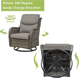 Rilyson Wicker Rocking Chair Swivel Chairs - 3 Piece Rocker Patio Furniture Set Rattan Rocking Bistro Sets with Glass - Photo 4