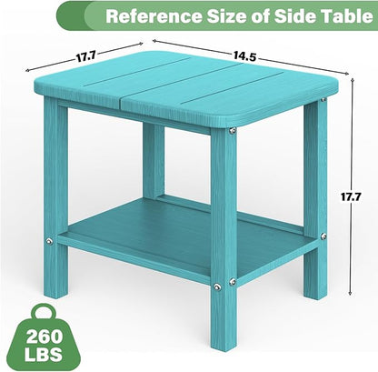 Patio Side Table, Small Rectangular HDPE Adirondack End Table for Outdoor Use in Pool, Garden, Lawn, Backyard,Aurba