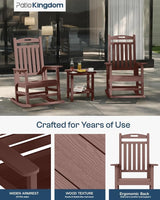 Classic Outdoor Rocking Chair Set of 4, HDPE Patio Rocking Chairs with Slat Back & Wide Armrests - Photo 3