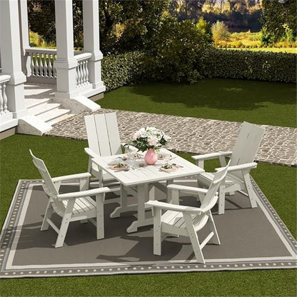 Costaelm Outdoor Adirondack Chair, HDPE Patio Balcony Chairs, Portside Seashell Nautical Curveback Adirondack Chair and Fire Pit Chairs, Sand