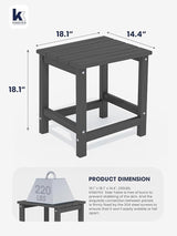 KINGYES Adirondack Outdoor Side Tables Set of 2, Gray - Photo 2