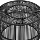 Round Outdoor Coffee Table, 21.7" W x 15.8" H, PE Wicker Rattan, Black Finish, Metal Frame, Lightweight Coastal Style - Photo 9