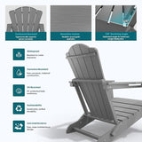 Folding Adirondack Chair, HDPE All-Weather Outdoor Chair with Cup Holder, Wooden Textured, Fire Pit Chair - Photo 6