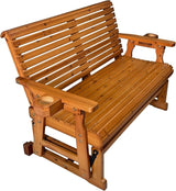 Fortune Candy Patio Glider with Cup Holders, High Roll Back and Deep Contoured Seat, Heavy Duty 800 Lb (Brown, 2-Seater) - Photo 8