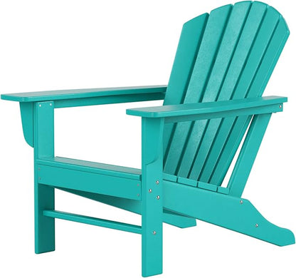 Costaelm Outdoor Adirondack Chair, HDPE Patio Chair, Weather Resistant Lawn Firepit Outside Chairs for Porch, Poolside, Garden, Backyard Deck, Turquoise