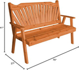 Furniture Barn USA Pine 6' Fanback Garden Bench, Cedar Stain - Photo 2