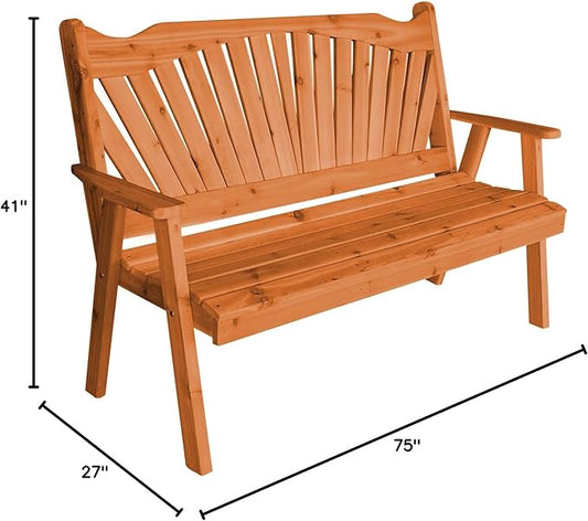 Furniture Barn USA Pine 6' Fanback Garden Bench, Cedar Stain