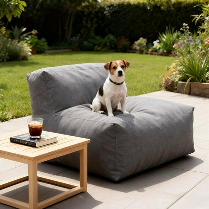 Patio Armless Chair, Outdoor Middle Bean Bag Chair, Daybed Sofa Comfy Couch, Modular Patio Sectional Sofa, Water-Resistant Olefin Fabric, High-Density Foam Filled, Comfy Lounge Seat, Dark Gray