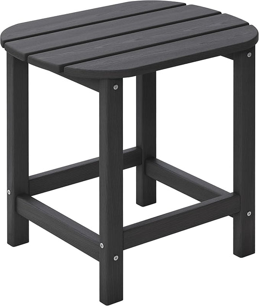 Outdoor Adirondack Side Table for Patio Porch Pool, 18" HDPE Weather Resistant End Table for Backyard and Indoor Use, Easy Maintenance & Indoor Outdoor Durable Construction(Black)