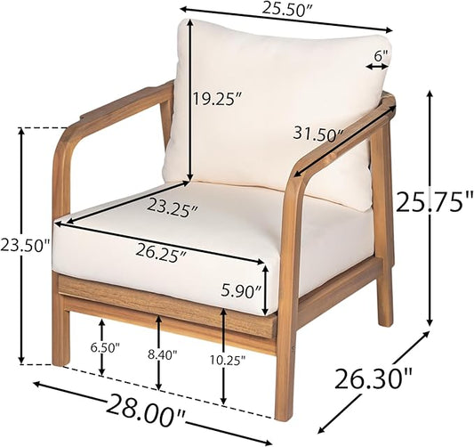 Christopher Knight Home Newell Lounge Chair Outdoor Set of 2, Patio Accent Chair, Comfy Reading Single Sofa, Wooden Frame+Rope Woven+Removable Cushion, Garden/Backyard/Balcony/Poolside, Teak+Beige