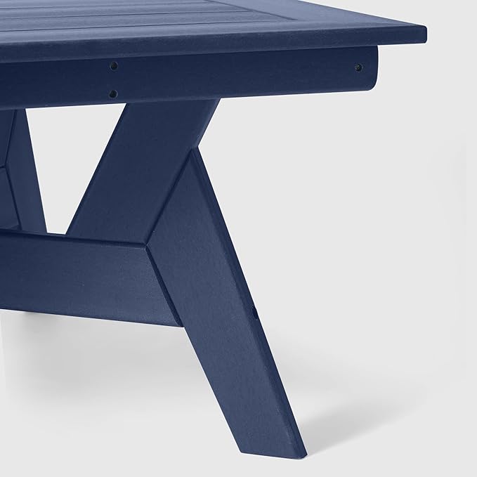 WestinTrends Avalon Modern Low Outdoor Patio Square HDPE Coffee Table, Navy Blue - Photo 8
