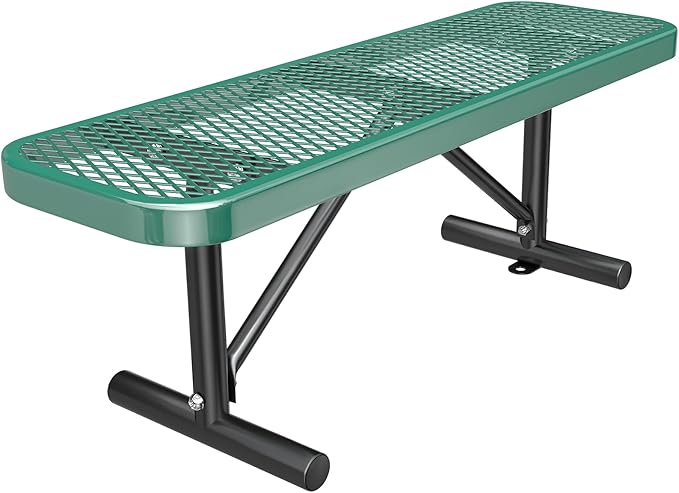 Heavy Duty Outdoor Metal Garden Park Bench, Steel Picnic Bench, Metal Mesh Outdoor Bench Porch Chair for Garden, Lawn, Patio, Porch, Park, Yard, Patio (Green, 4FT)