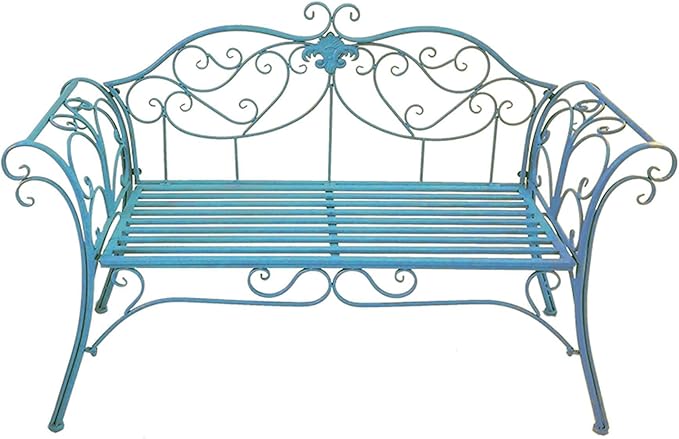 Outdoor Bench Garden Benches for Outdoors Patio Bench Metal Front Porch Bench with Sturdy Cast Iron Metal Frame, Metal Garden Bench Chair 2 Seater for Garden, Yard, Patio, Porch and Sunroom (Color :