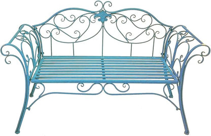 Outdoor Bench Garden Benches for Outdoors Patio Bench Metal Front Porch Bench with Sturdy Cast Iron Metal Frame, Metal Garden Bench Chair 2 Seater for Garden, Yard, Patio, Porch and Sunroom (Color :