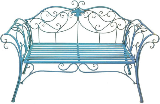 Outdoor Bench Garden Benches for Outdoors Patio Bench Metal Front Porch Bench with Sturdy Cast Iron Metal Frame, Metal Garden Bench Chair 2 Seater for Garden, Yard, Patio, Porch and Sunroom (Color :