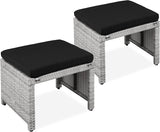 Best Choice Products Set of 2 Wicker Ottomans, Multipurpose Outdoor Furniture for Patio, Backyard, Additional Seating - Photo 1