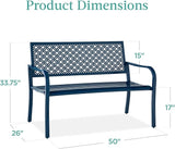Best Choice Products Outdoor Bench 2-Person Metal Steel Benches Furniture for Garden, Patio, Porch - Photo 2