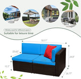 Devoko 2 Pieces Patio Furniture Sofa Sets Outdoor All Weather Sectional Corner Sofa and Armless Sofa (Blue) - Photo 7