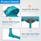 Northroad 2 Pack Outdoor Lounge Chair, Tanning Chair with Sunshade Roof, Adjustable Backrest Folding Chaise Lounge - Photo 4